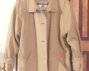 Vintage Misty Harbor Insulated Trench Coat, 1980's Beige Removable Liner Overcoat Jacket, Morethebuckles