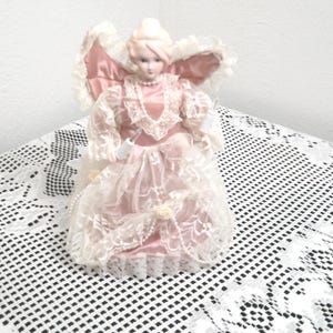 Vintage Lighted Angel Tree Topper, Porcelain and Lace Lighted Angel, Tree Topper, Morethebuckles