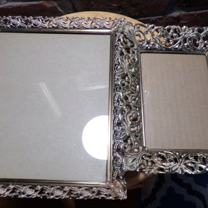 Vintage Picture Photo Frame Filigree Metal White Embossed on Gold Tone, 8x10 frame, 5x7 frame, 1960’s ornate picture frames, Morethebuckles