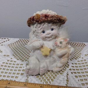 Vintage Dreamsicles Chalkware Cherub with Rabbit Kristin, Dreamsicles Cherub Angel, Morethebuckles, Cherub with rabbit, Rare Dreamsicles