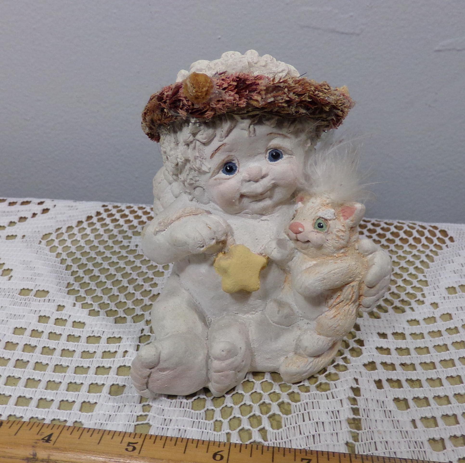 Vintage Dreamsicles Chalkware Cherub With Rabbit Kristin