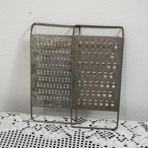 Vintage Tin Grater set, small hole graters, grater set, farmhouse kitchen, rustic kitchen, 1940&#39;s grater set, 1940 kitchen, Morethebuckles