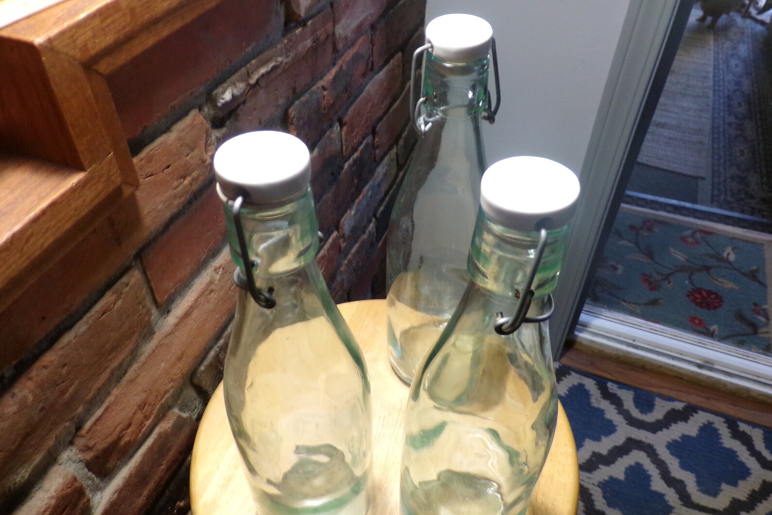 Vintage Porcelain Top Bail Bottle Mid Century Clear Glass Etsy