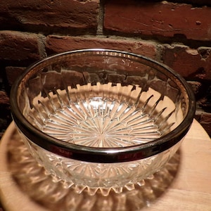 vintage Leonard Silver Rim Crystal Bowl, Silver rimmed bowl, 1960&#39;s crystal bowl, 1960&#39;s Italian crystal bowl, Morethebuckles