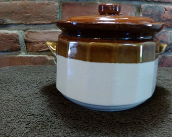 Vintage 1970's Taiwan Ceramic Bean Pot, Lidded Stoneware Bean/Chili Pot, Lidded Ceramic Pot. Stoneware, Morethebuckles