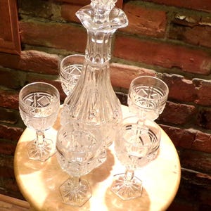 French Crystal decanter set, Cristal D&#39;Arques lead Crystal decanter Set, Crystal bar set, cut crystal decanter, Home barware Morethebuckles