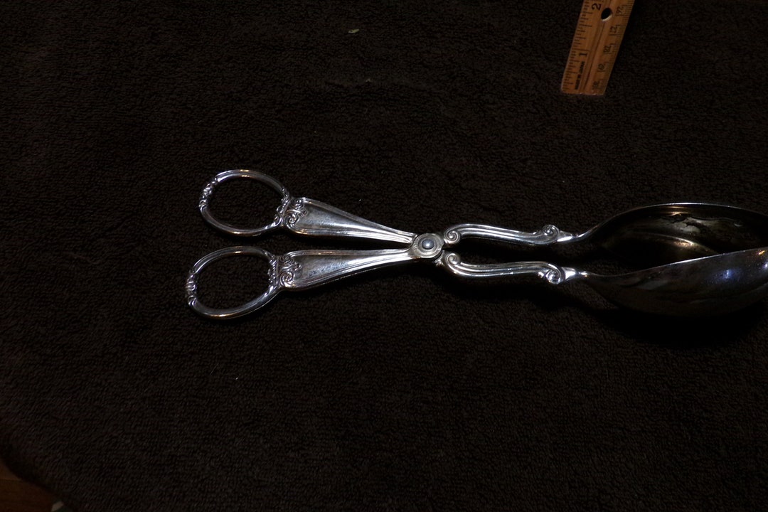 Vintage Silver Plated Salad Tongs Made in Italy, Gorham Heritage