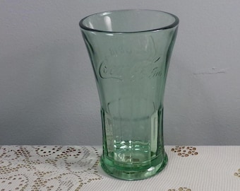 Vintage Libbey Coca-Cola Green Flared Rim Trinkglas, Sammlerstück 1970er Jahre Cola Glas, Morethebuckles