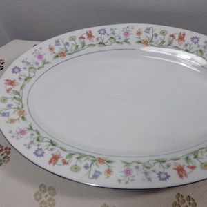 1982 Eternal Love (Platinum Trim) by ASHLEY 14” Oval Serving Platter, Discontinued Bone China Platter, Morethebuckles, 1980&#39;s Platter
