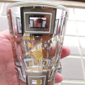 Retro drinking glasses, brandy glasses, Man Men drinking glasses, 1960&#39;s Barware, retro glass,, gold trim, Morethebuckles, mid century bar