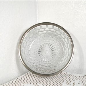 Vintage Silver Plate Rim Cut Crystal Serving Bowl Sheffield England, Morethebuckles, 1960&#39;s Large Crystal Bowl, Morethebuckles