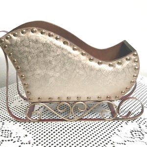 Grande centrotavola natalizio con slitta di Babbo Natale dorata da 14 pollici, Morethebuckles, decorazioni per la tavola natalizia
