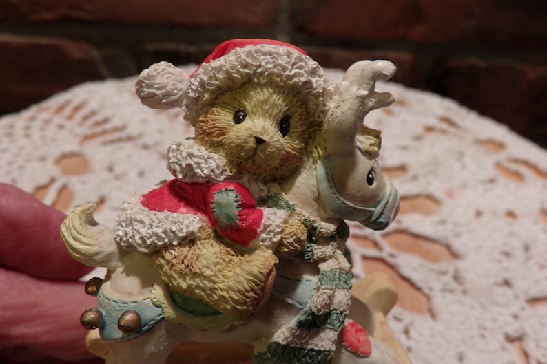 Rocking horse Cherished Teddies 1992 Cherished Teddies Cherished Teddies Christmas Figurine Bear on rocking horse Morethebuckles