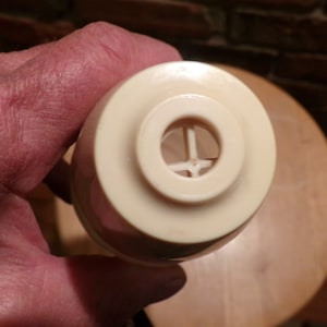 Vintage 1970s Westinghouse Gemco Sugar Dispenser Glass Beige Cream Lid 6&quot; 1960’s prop, Ivory strawberry sugar holder, Morethebuckles