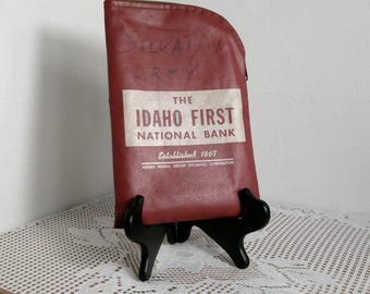 Vintage 1970's Brass Zipper Bank Money Bag, First National Bank