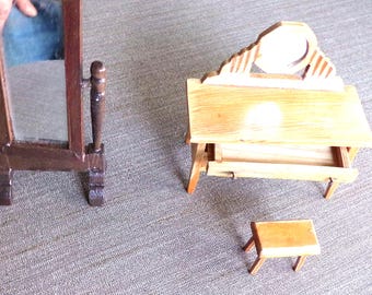 Melody Jane Puppenhaus Kiefer Lincoln Kommode Mit Drehbarem Spiegel – Miniatur Schlafzimmermöbel (1:12)