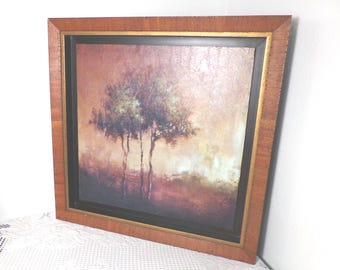 極端に素朴な額入りプリント Tree's、極端に難民 50773、希少な木製