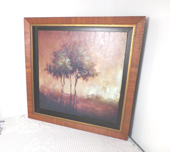 極端に素朴な額入りプリント Tree's、極端に難民 50773、希少な木製