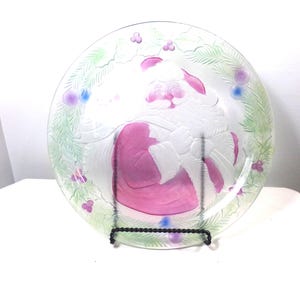 Vintage 1970&#39;s Mikasa Glass Santa Cookie Platter, RARE Colored Crystal 13” Santa Clause Plate, Morethebuckles