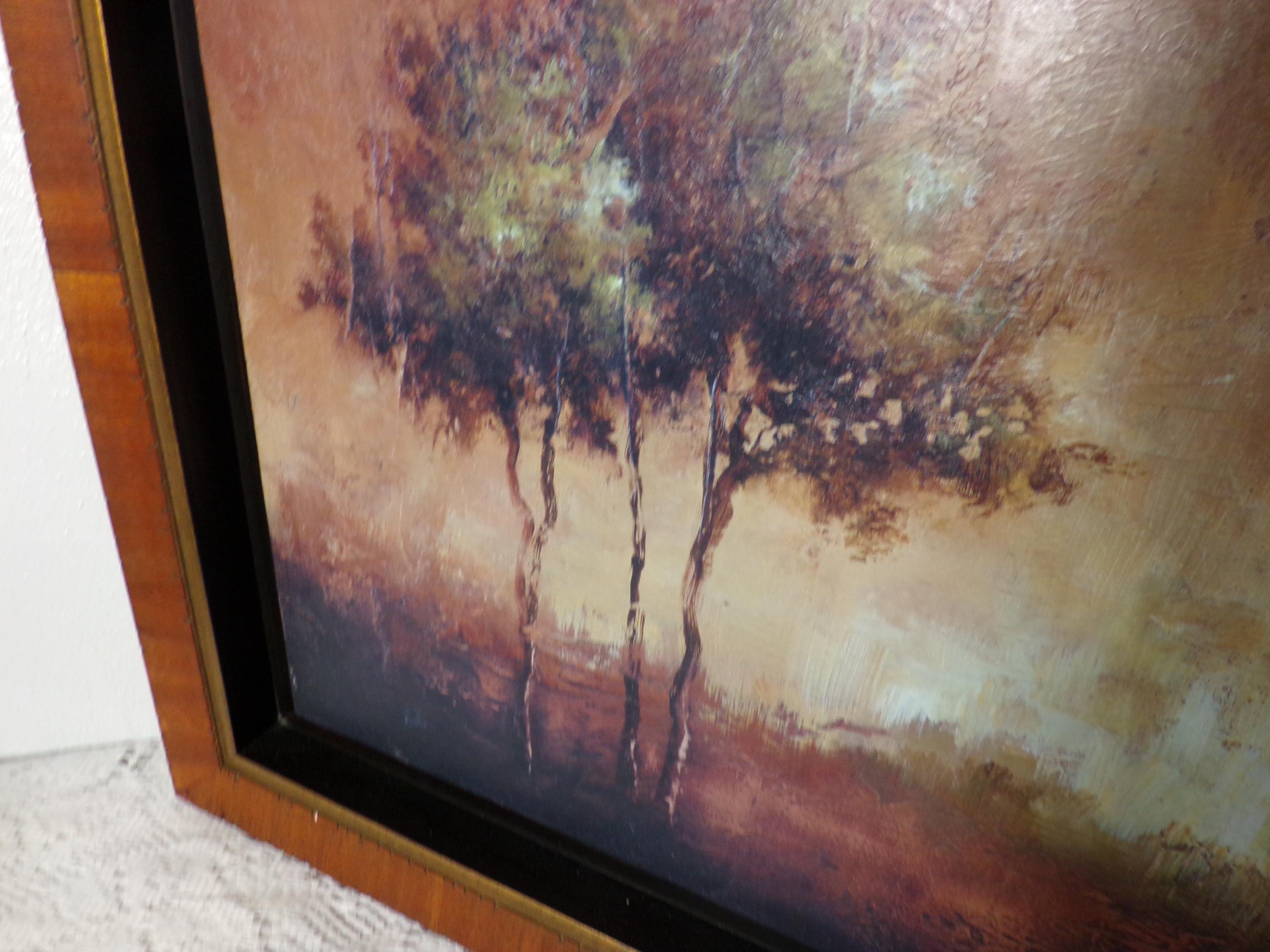 極端に素朴な額入りプリント Tree's、極端に難民 50773、希少な木製