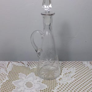 Antique Crystal Starburst Cruet with Stopper, RARE cut crystal oil/vinegar cruet, Morethebuckles, Antique Glass with Stopper