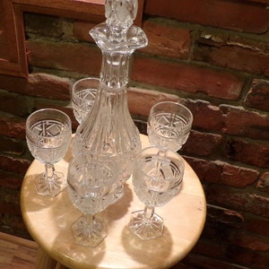 French Crystal decanter set, Cristal D'Arques lead Crystal decanter Set, Crystal bar set, cut crystal decanter, Home barware Morethebuckles