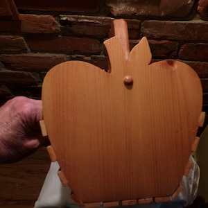 Vintage apple shaped wood basket, wooden carved apple end basket, Rare wooden basket, wood handled basket, farmhouse, 1980’s Morethebuckles