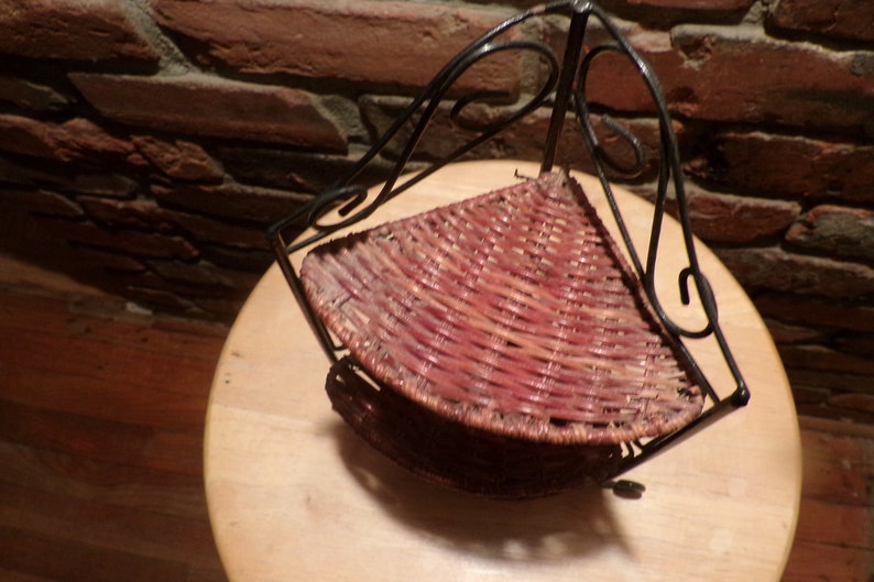 Wicker 3 Tier Shelf Small Wicker Table Shelf Wicker Metal 3 Etsy