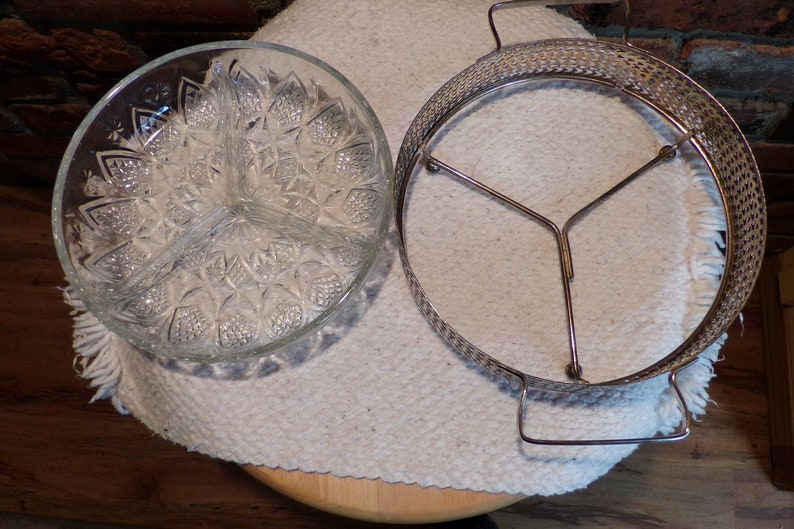 Vintage Cut Glass Crystal Divided Relish Tray With Silver Etsy