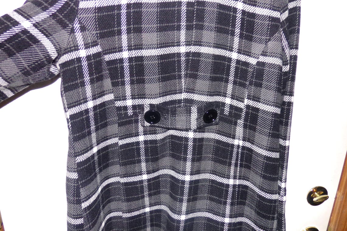 Plaid Coat Black and White Plaid Jacket Womens Plaid Etsy