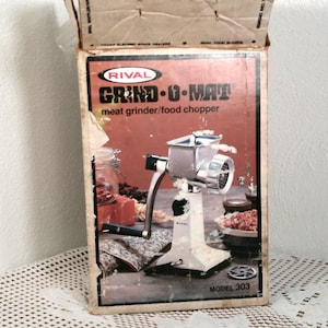Vintage Rival Grind O Mat Meat Grinder 303, Boxed Harvest Gold Meat Grinder, 1970’s Meat Grinder, Morethebuckles