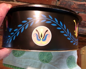 Puszka z pokrywką Vintage Bachman Bakeries, puszka w stylu holenderskim, puszka z pokrywką, lata 70., puszka Vintage Bachman's Pennsylvania Dutch Country, Morethebuckles