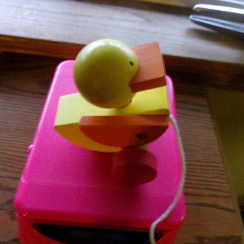Vintage wooden duck pull toy wooden duck 1970\u2019s pull toy gift for baby