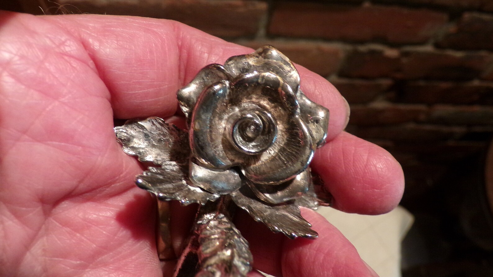 Pewter Rose Flower Heavy Napkin Rings, Silver Rose Napkin Ring Set ...