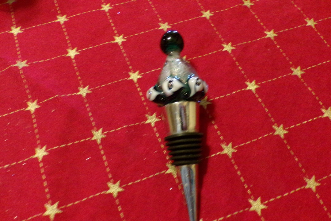 Hand Blown Glass Wine Bottle Stopper Blown Glass Bottle Etsy