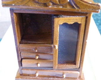 Wooden Dollhouse Furniture, Miniature furniture, dollhouse furniture, dollhouse furniture, vintage wood dollhouse Armoire, Morethebuckles