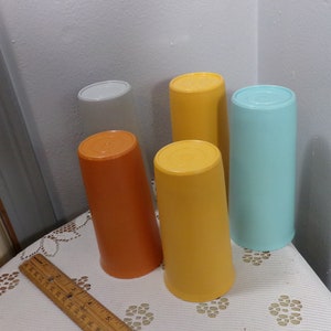 Vintage Tupperware set of 5 Tumblers, stackable plastic cups, Tupperware 116 and 115, Kids cups, Morethebuckles