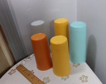 Vintage Tupperware set of 5 Tumblers, stackable plastic cups, Tupperware 116 and 115, Kids cups, Morethebuckles
