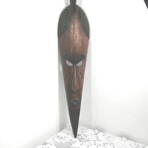 Vintage African Tribal Mask, Ghana Tribal Handcrafted Wooden Mask, 27” Wooden Mask, Morethebuckles