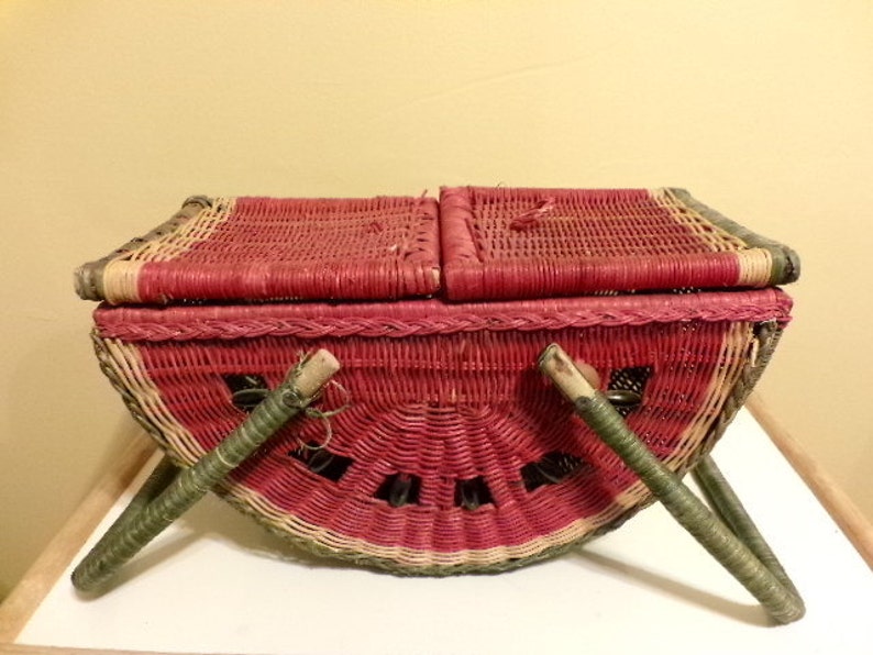 Royal Imports Wicker Watermelon Picnic Basket Vintage Etsy