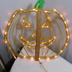 Vintage Christmas Halloween Silhouette Window Wall Decorations Pumpkin, Vintage 2000 Impact Plastics Lighted Wall Window Pumpkin