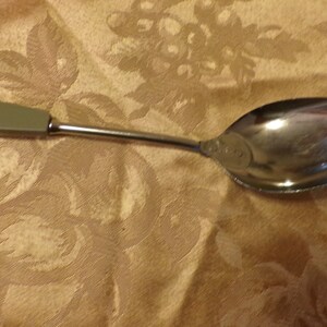 Vintage EKCO Chromium Plate Serving Spoon Avocado Green, Ekco green metal Plastic Handled Large Spoon, 1970’s, Morethebuckles, wall spoon