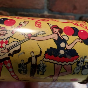 Vintage U.S. Metal Toys Party Tin Litho Circus Noisemaker, 1950&#39;s Tin Noise Makers Set,  Pair of Collectible Toys, Morethebuckles