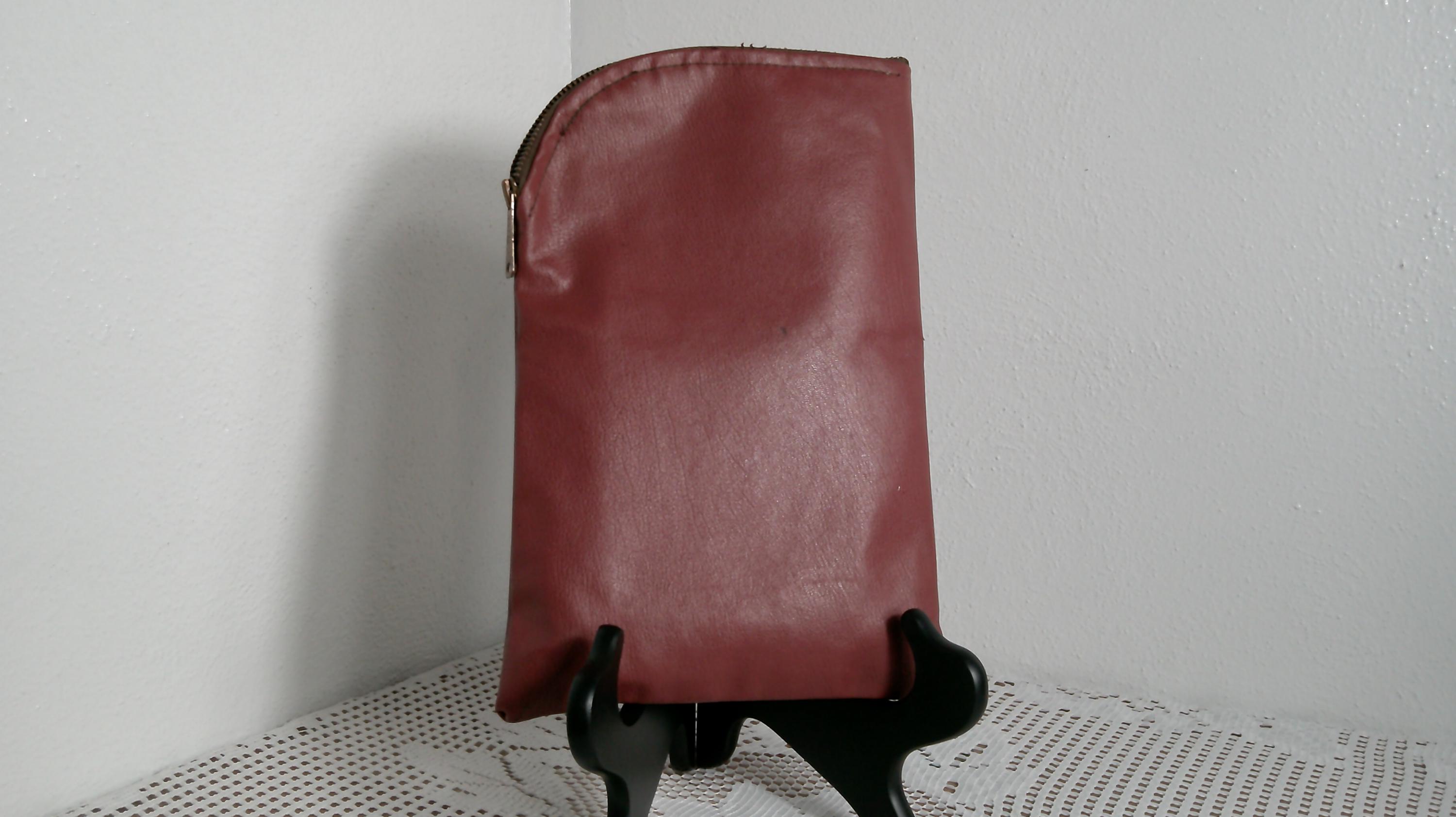 Vintage 1970's Brass Zipper Bank Money Bag, First National Bank