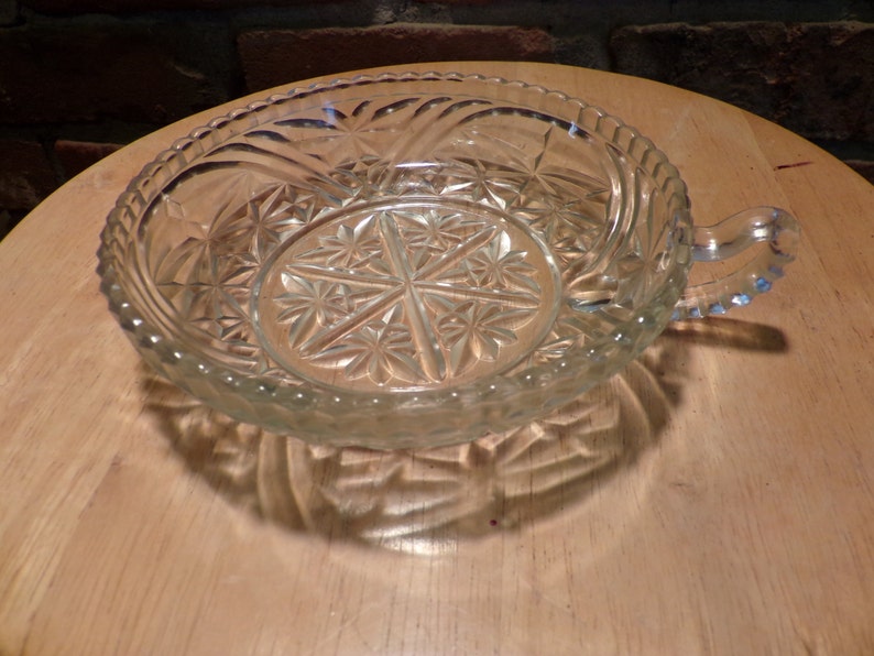Vintage Cut Glass Bowl With Handle Candy/nut Dish. Cut Glass Etsy