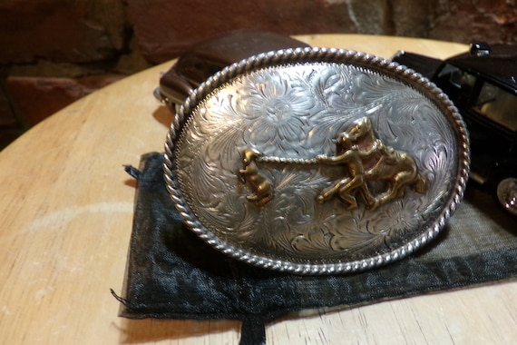 Vintage Fleming Sterling Silver belt buckle, ropi… - image 1