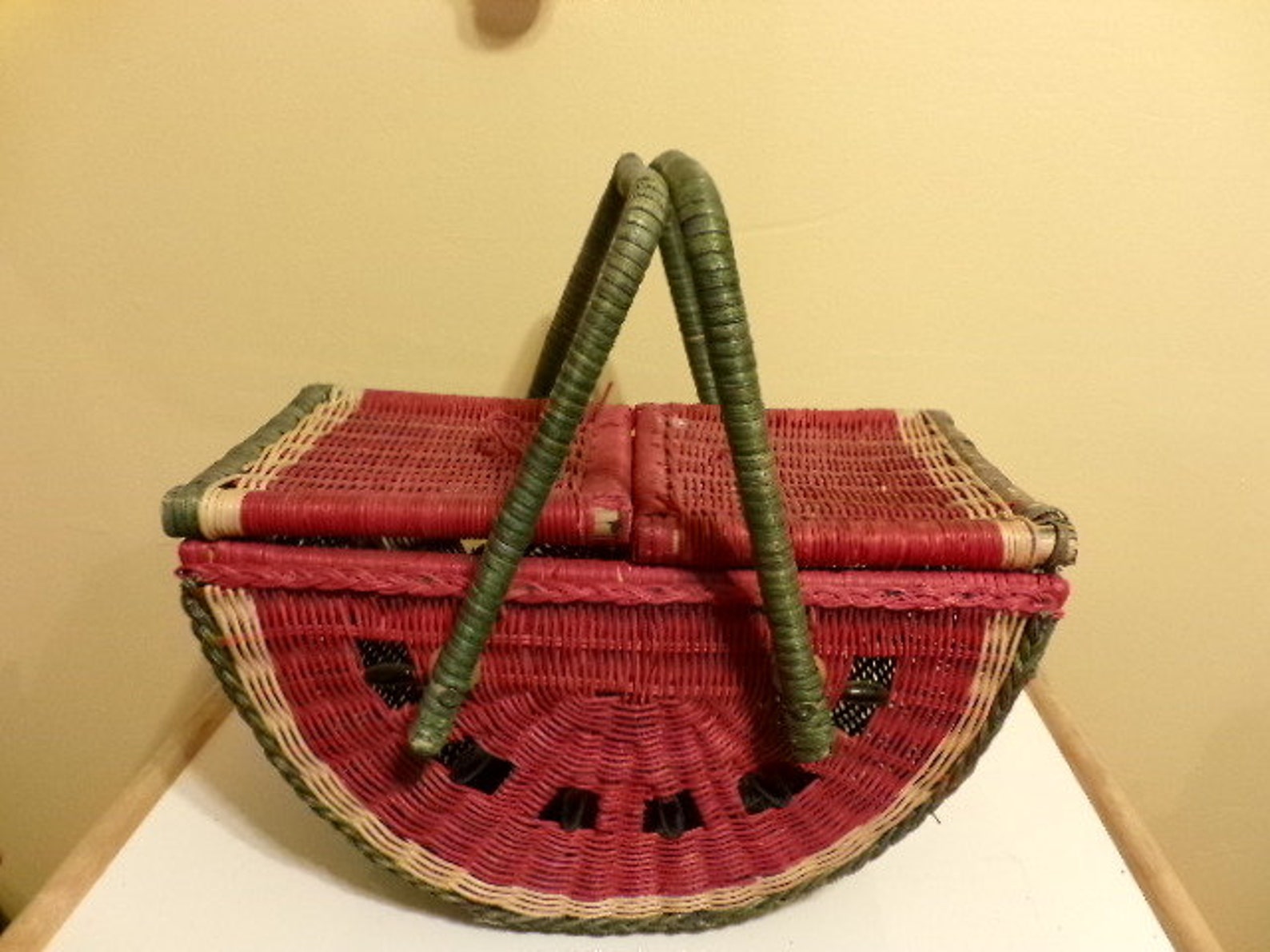 Royal Imports Wicker Watermelon Picnic Basket Vintage Etsy