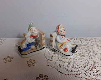 1950’s Windor Ceramic Boy and Girl Bookends, rare Windsor porcelain bookends, kids room decor, Morethebuckles