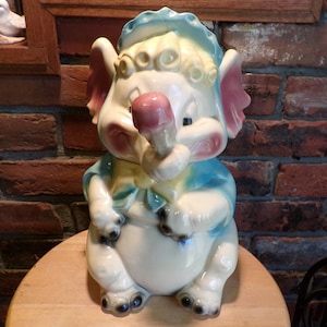 Brushed Mccoy 1920's Elephant Cookie Jar, Elephant With Ice Cream