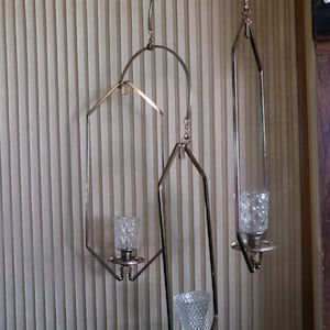 Vintage Gold Metal Ceiling Sconce Candle Holder, RARE Candelabra Pillar Candle Holders Gold Metal 70s Retro, Morethebuckles